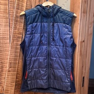 Smartwool Double Propulsion 60 Hooded Vest Men's Large Dark Blue Steel - EUC